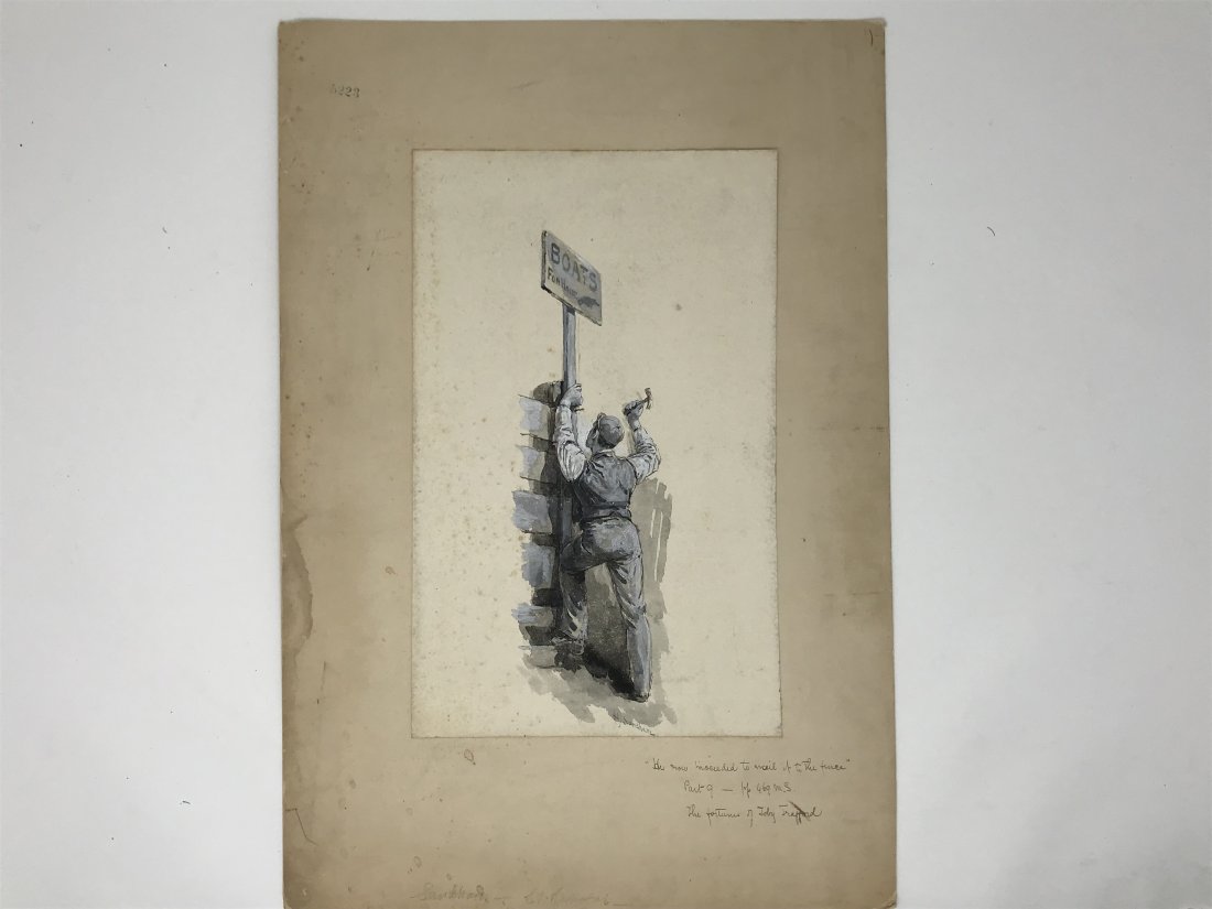 Henri J. Sandham 1842-1910 Watercolor: Watercolor sketch on paper signed lower in the center by Henri J. Sandham. It measures 12 inches x 7 1/2 inches, not framed. Minor stains are visible.