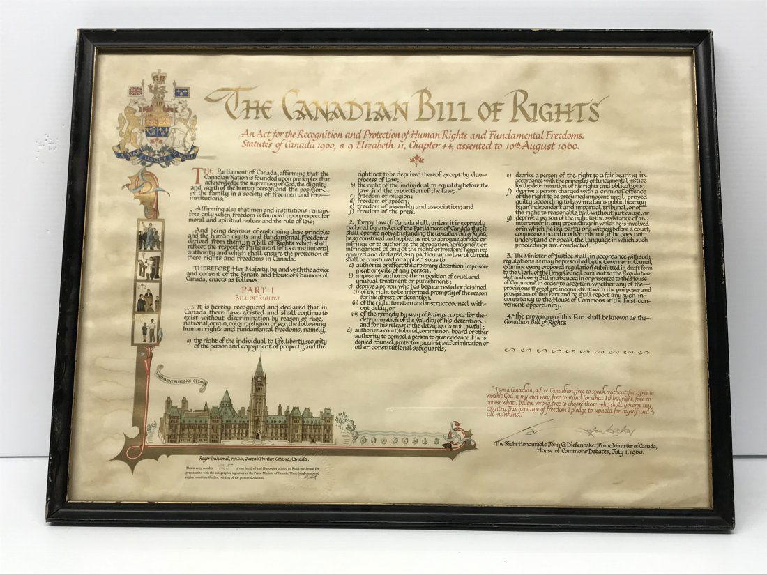 The Canadian Bill of Rights Hand Signed (1 of 5)