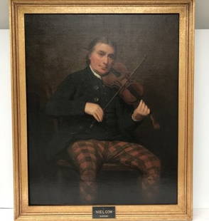 Attr. Sir Henry Raeburn Niel Gow 1793: Oil painting on canvas showing the portrait of Niel Gow, the most famous Scottish fiddler of the eighteenth century. Attributed to Henry Raeburn, an important Scottish painter born 1727-1807. The pain