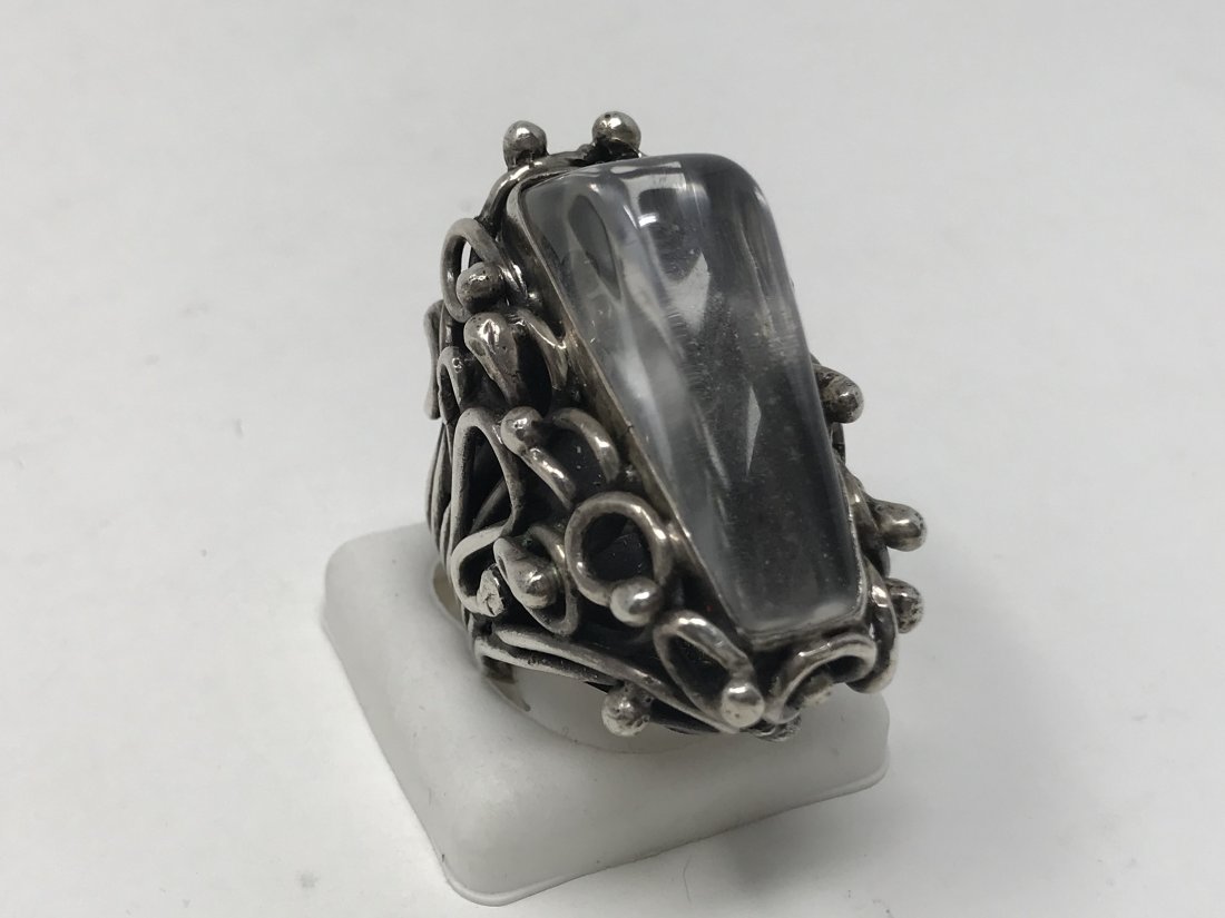 Rachel Gera Designer 925 Silver Ring with Rock Crystal (1 of 5)