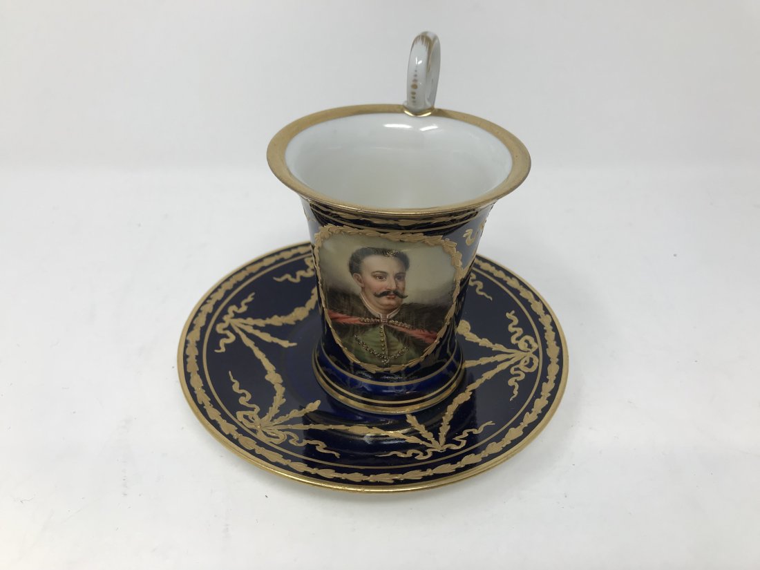 Antique Saxoni Porcelain Cup & Saucer Jan III Sobieski (1 of 6)