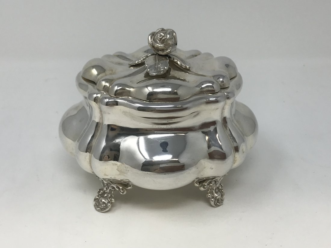 Silver 800 Austria Fine Dresser Box with Rose Design (1 of 5)
