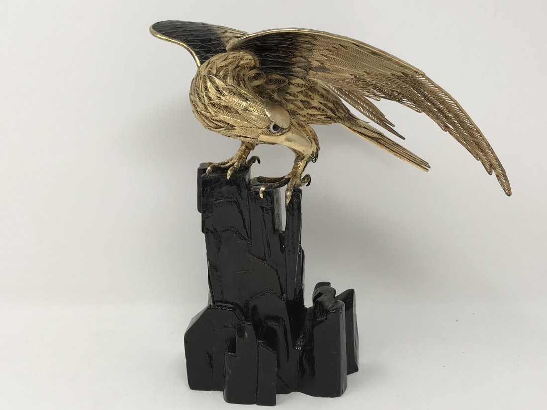 Chinese Silver Filigree and Enamel Eagle Goldwash (1 of 6)