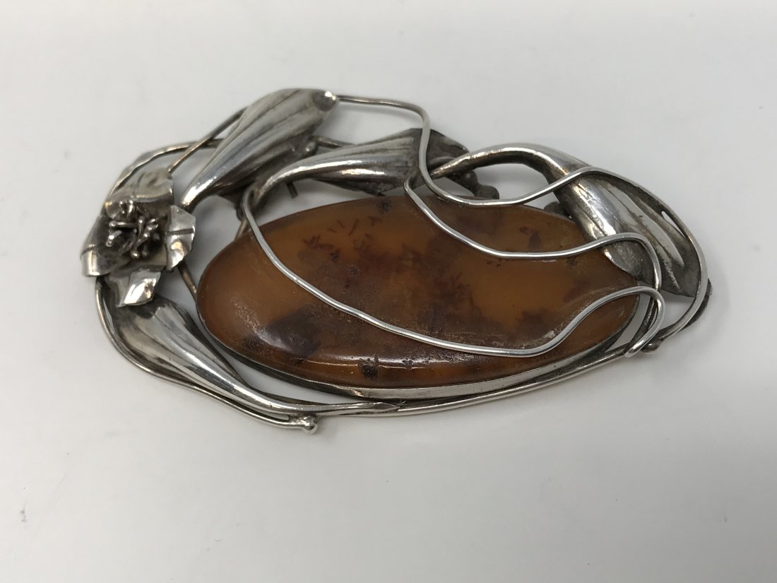 Sterling Silver & Polish Amber Brooch (1 of 5)