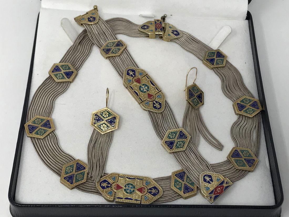 925 Silver Enamel Set of Jewelry (1 of 5)