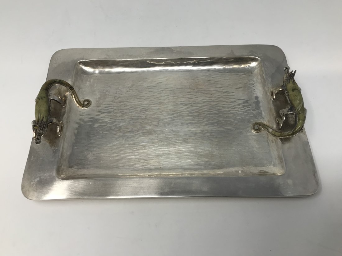 Los Castillo Silverplated Tray with Iguanas Stone (1 of 6)