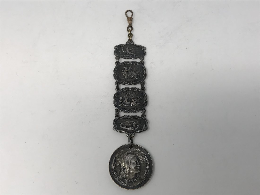 Antique watch FOB Hiawatha Longfellow Poet Iroquois (1 of 8)