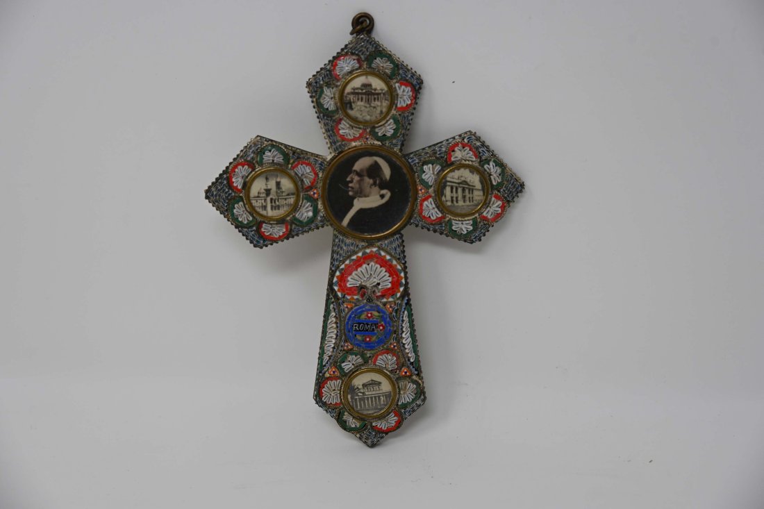 Roma Italy Micro Mosaic Crucifix Pope Pius XII (1 of 5)