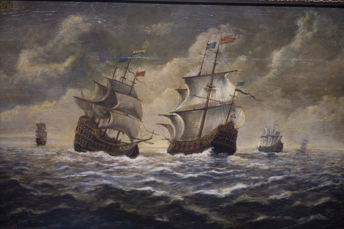 17th century Dutch Marine Painting Wood Panel (1 of 11)
