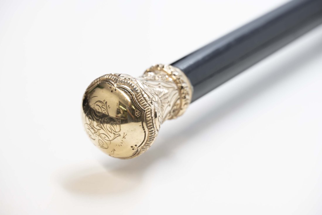 14k gold top walking stick cane and wood shaft (1 of 6)