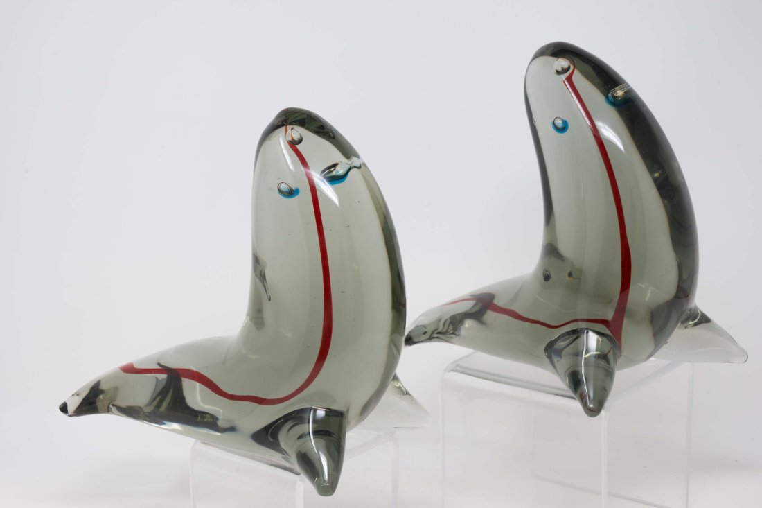 Murano Art Glass Pair of Lion Seals (1 of 8)