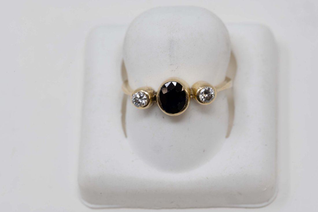 18k Gold Diamond & Sapphire Gemstone Ring Size 6.5 (1 of 4)