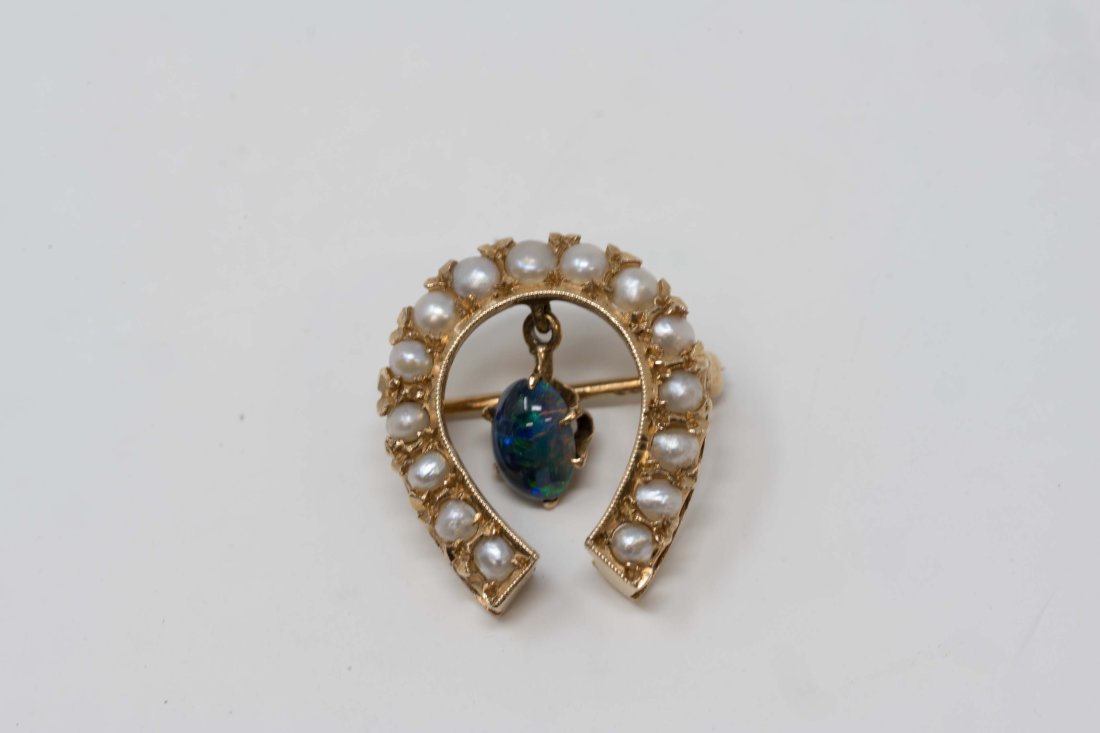 14k Gold Pearls and Opal Brooch (1 of 3)