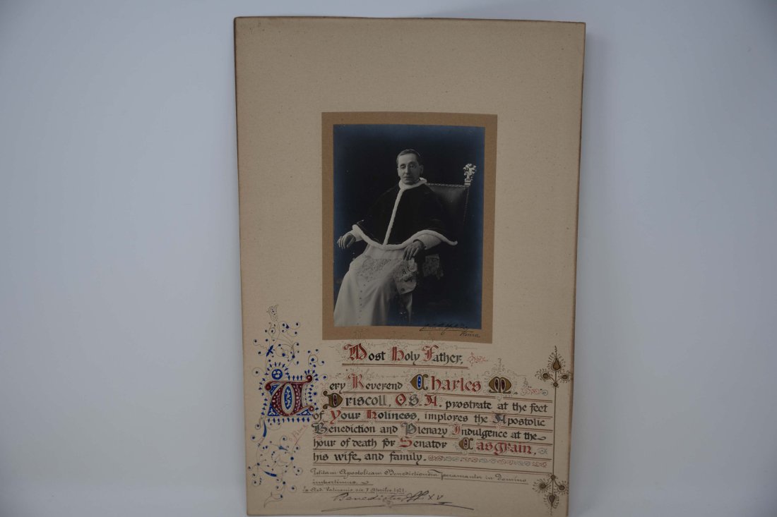 Blessing Certificate Holy Father Benedictus XV to JPB Casgrain (1 of 11)