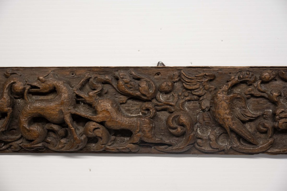 Medieval Handcarved Animals of Wall Wood Panel (1 of 5)