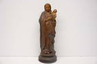 Antique Terracotta Polychromed Statue The Madonna & Child