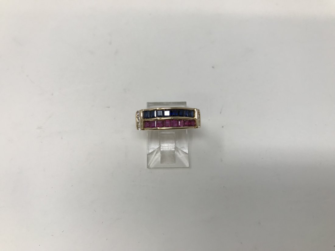 Vintage 14kt Gold Band Ring with Rubies Diamonds and Sapphires (1 of 5)