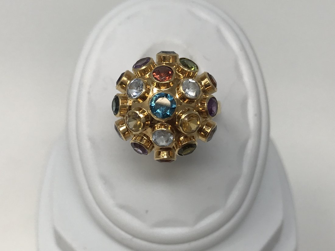 Vintage 18k Gold Women's Ring with Color Stones Size 6.5 (1 of 5)
