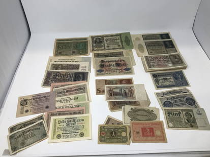 Lot of 54 Germany Paper Banknotes: Lot of 54 banknotes from germany 1919-22-42-23-1914-1917-1920-1926 etc.