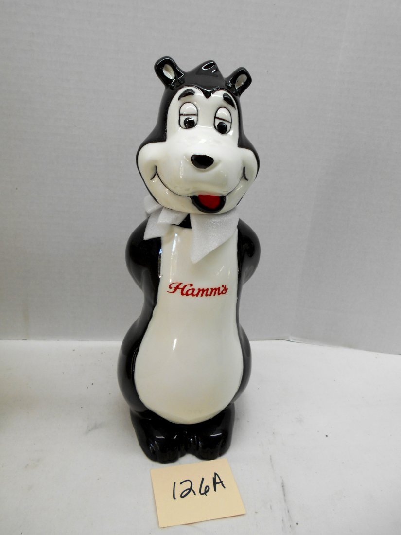 HAMM'S BEER Bear Decanter: Vintage HAMM's BEER advertisement bear decanter. Fantastic condition. (2 pcs. Head and body). 11.75” H x 4” W x 2.5” D