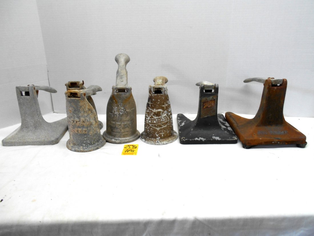 REGAL, JAX, FALSTAFF & SCHLITZ BEER - Bar Beer Can: Vintage. Old style bar mounted beer can openers, pre "pop top". Seven pcs. 2 Regal, 1 Jax, 1 Falstaff, 1 Schlitz and 2 no brand, All pot metal except for one no brand which is large cast iron. Range i