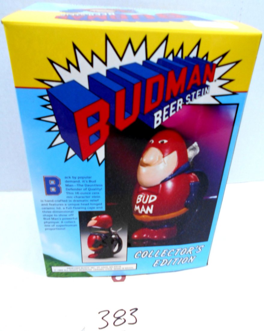 Budweiser Beer Stein - "œBud Man": New in the box! Collector's edition. Graphics clean. Has not been unboxed.