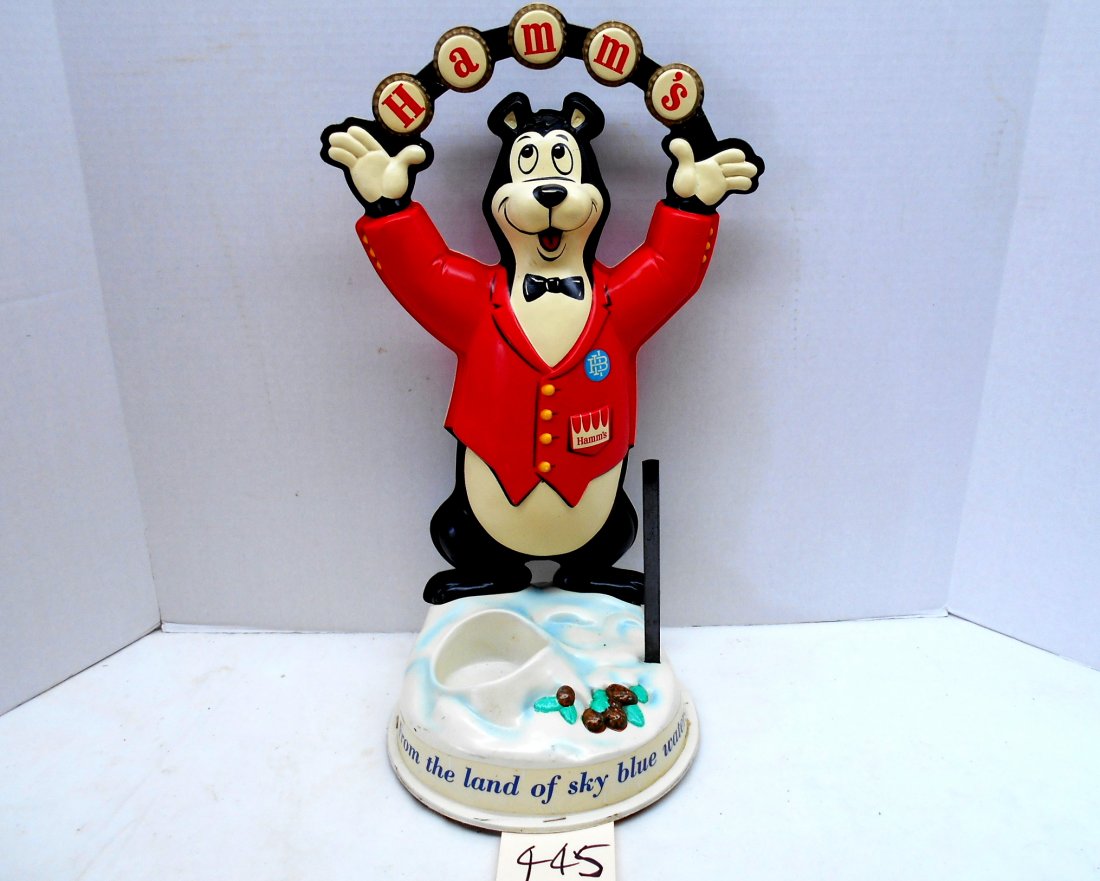 HAMM'S BEER bar top display: Vintage Hamm's Beer Bear advertisment 3-D plastic bartop display 10"wide x 16.5"tall x 7.5" deep