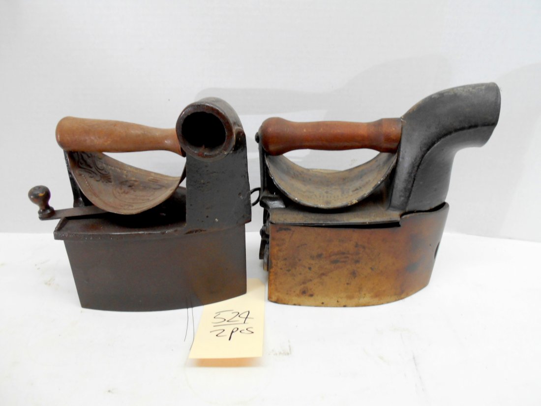 Antique Coal Irons: 2 pcs. Primitive antique coal irons meausring 9.75" x 7" x 3.5"