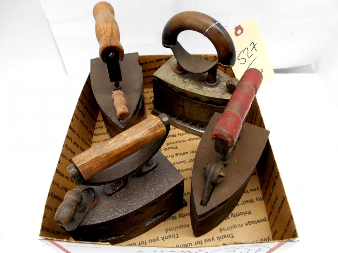 Antique Coal Irons: 4 pcs. Antique Coal Irons 7" long, 8.5" tall, 3.5" wide