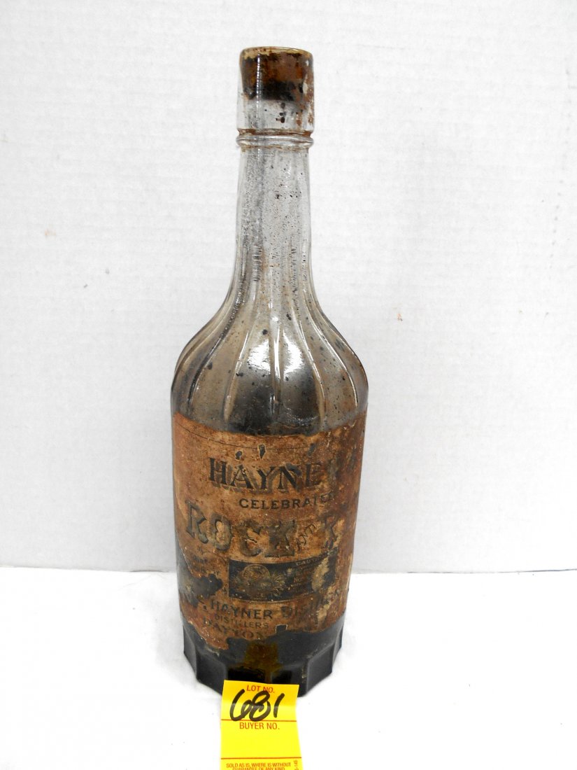 Antique Whiskey Bottle - HAYNER'S Rye: Antique "Hayner's Rock and Rye" whiskey bottle.. Embossed Design Patented NOV. 30 1897" Original paper label partially intact. Great graphics. Original cork.