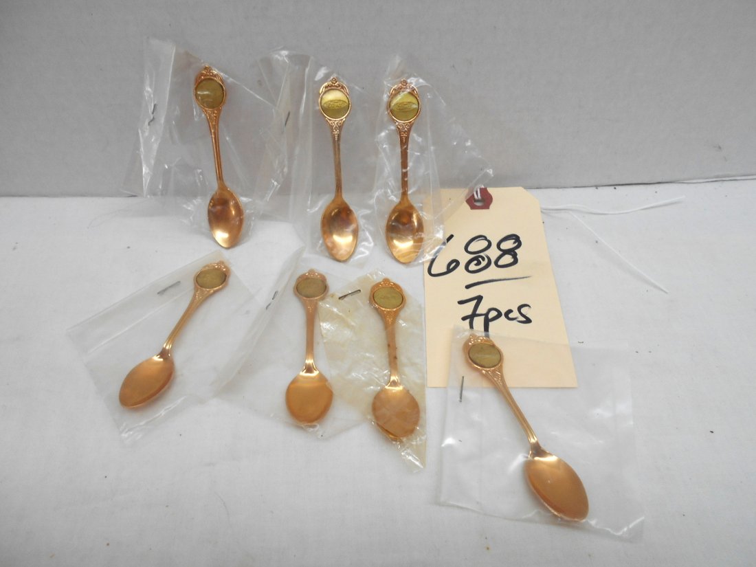 FORD Gold Plated Spoons: 7 Pcs. Set of 7 spoons with supporting documentation. "Made in 1957 for the Ford Motor Co. Only 3500 pieces were produced. An outstanding automotive collectable. American Spoon Co. 430 Harrison St. To