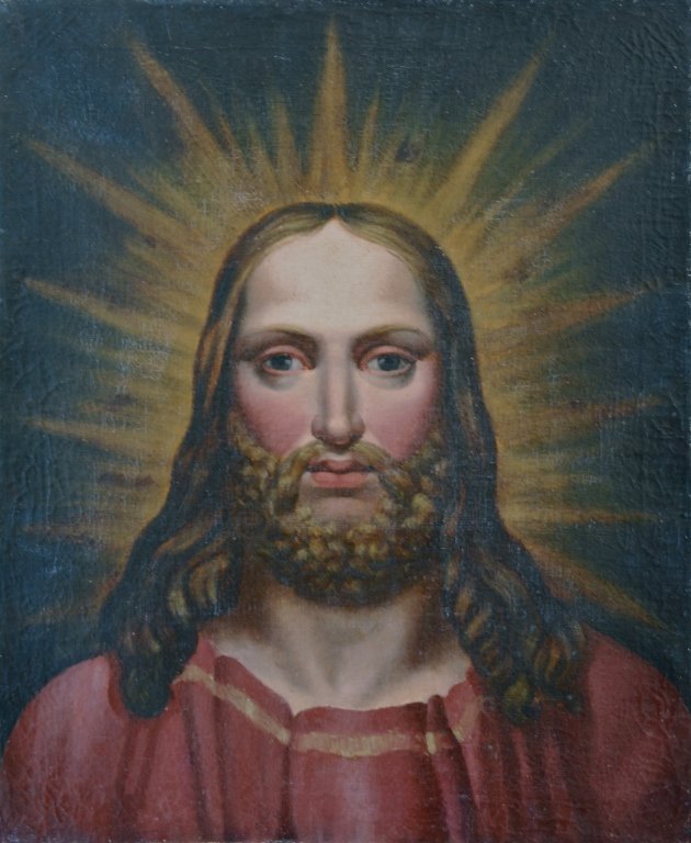 Continental School, 19th Century Christ, o/c: Continental School, Christ, oil on canvas, size 22 X 18 inches. 19th century