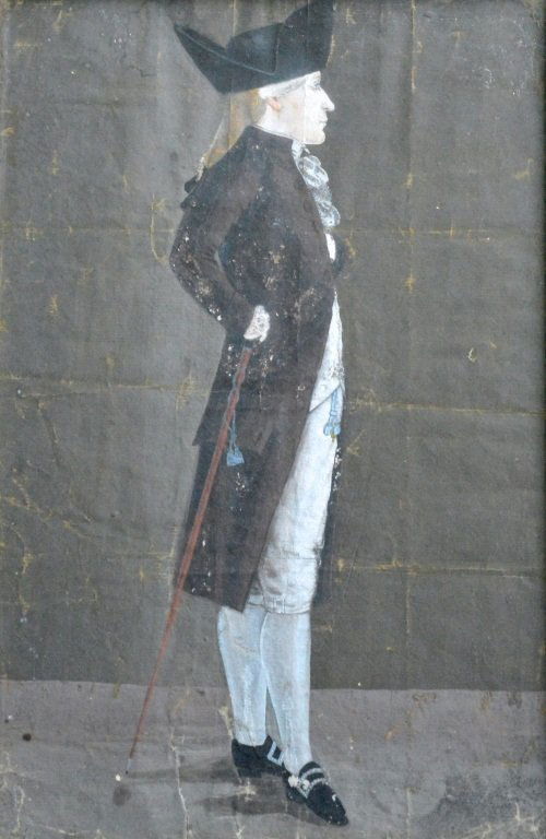 Portrait of a Colonial Man with Cane, 18th century (1 of 3)