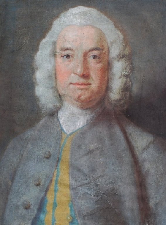 18th Century Pastel Portrait: 18th century pastel on colored paper of colonial gentleman, manner of J. S. Copley, 23 1/2 X 18 inches, unframed, pastel losses, tear to paper, old repairs. No buyer’s premium in this sale. No reser