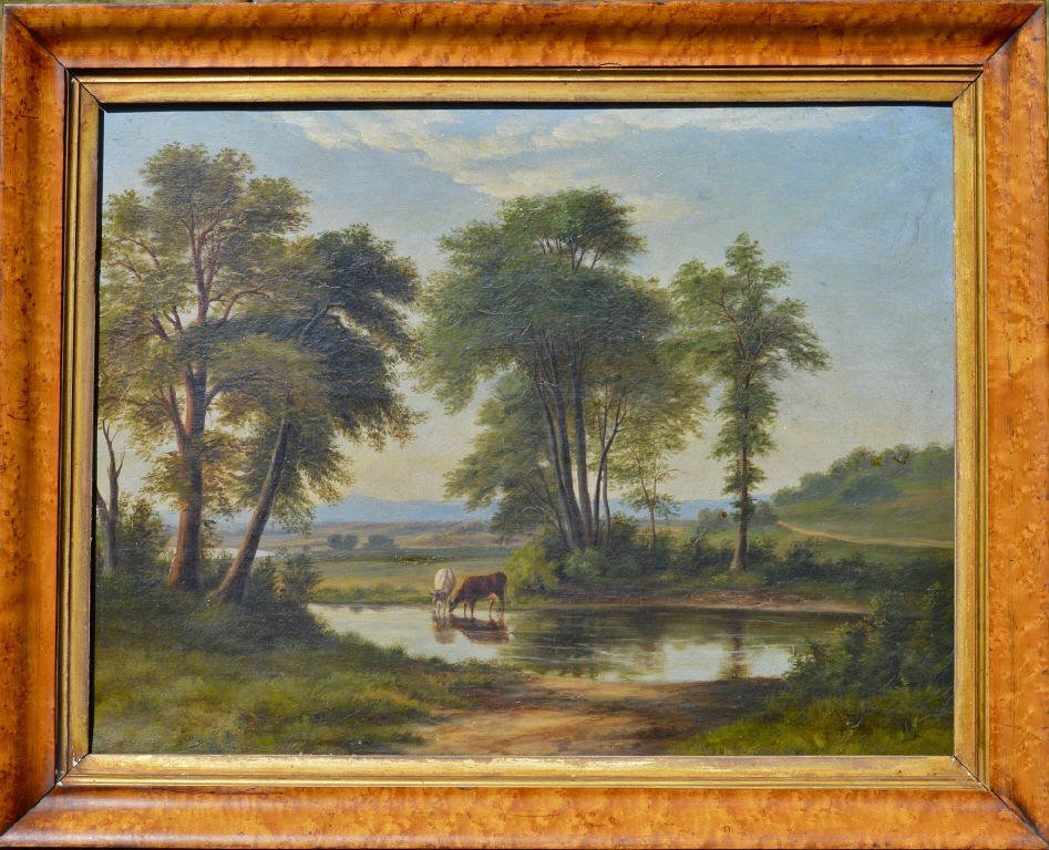 19th Century American Landscape in Maple Frame (1 of 4)