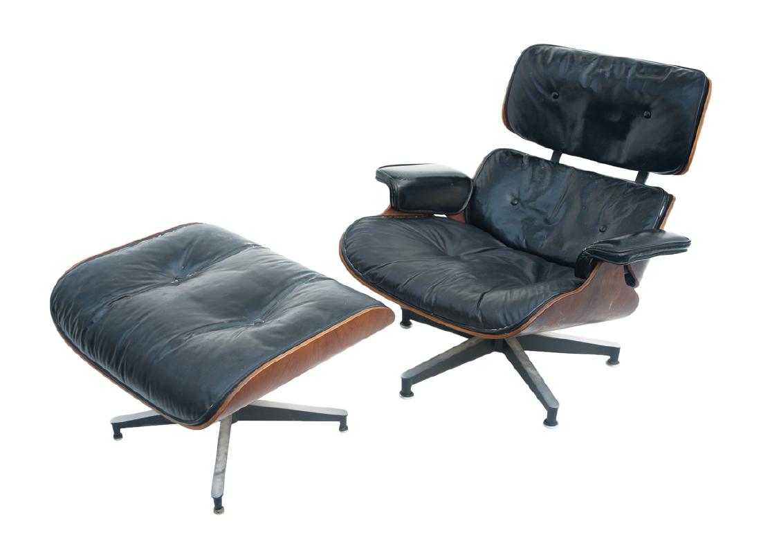 EAMES LOUNGE CHAIR AND OTTOMAN By Herman Miller,: EAMES LOUNGE CHAIR AND OTTOMAN By Herman Miller, purchased in 1960 on Newbury Street in Boston by the consignor, designed by Charles and Ray Eames, who described it as "having the warm receptive look 