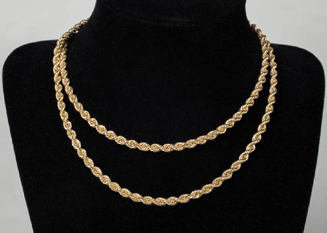 GOLD NECKLACE 14K gold rope twist necklace, 28" l,: GOLD NECKLACE 14K gold rope twist necklace, 28" l, 41.42 G Total Wt, 1.332 oz t, 26.63 DWT.