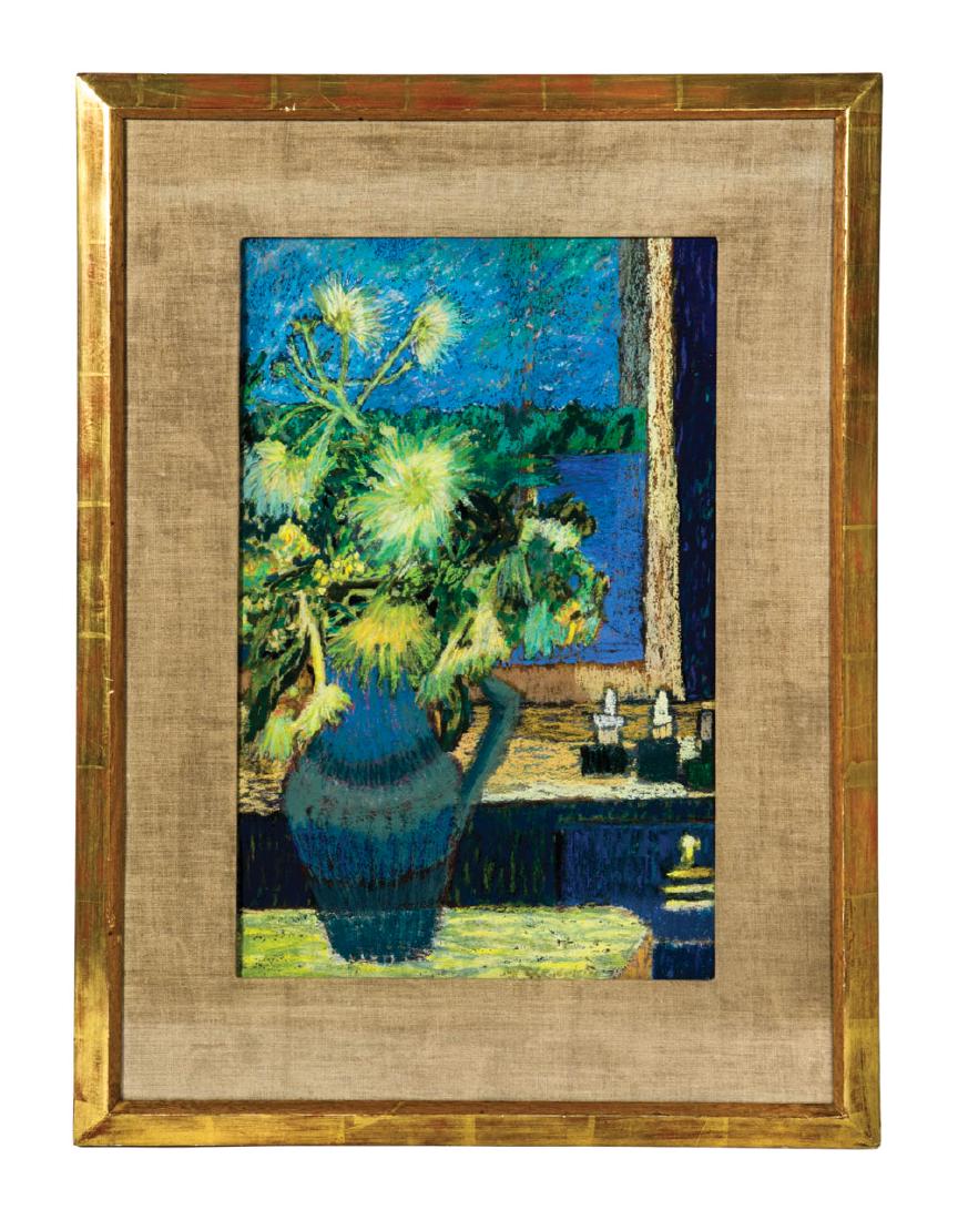PASTEL BY LILIAN MACKENDRICK Colorful pastel painting,: PASTEL BY LILIAN MACKENDRICK Colorful pastel painting, still life, signed "MacKendrick" (1906-1987), 18 1/4" x 11 1/2" (sight), 26 1/2" x 19 1/2" (frame).