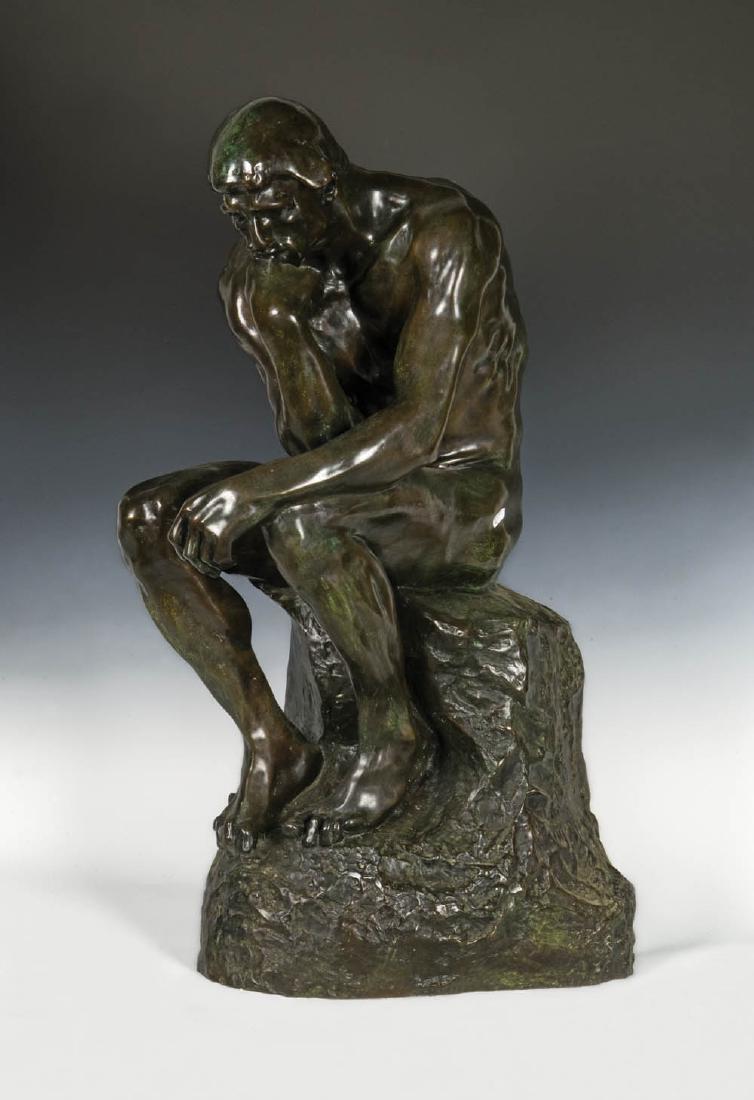 AUGUSTE RODIN BRONZE (After Francois Auguste Rene: AUGUSTE RODIN BRONZE (After Francois Auguste Rene Rodin, 1840-1917), Le Pinseur (The Thinker) bronze, signed "A. Rodin" and "Barbedienne. Found", (the F. Barbedienne foundry started in Paris in 1838 b