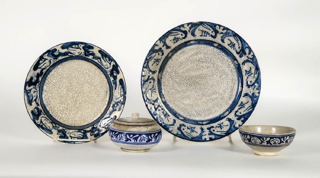 FOUR PIECES OF DEDHAM POTTERY