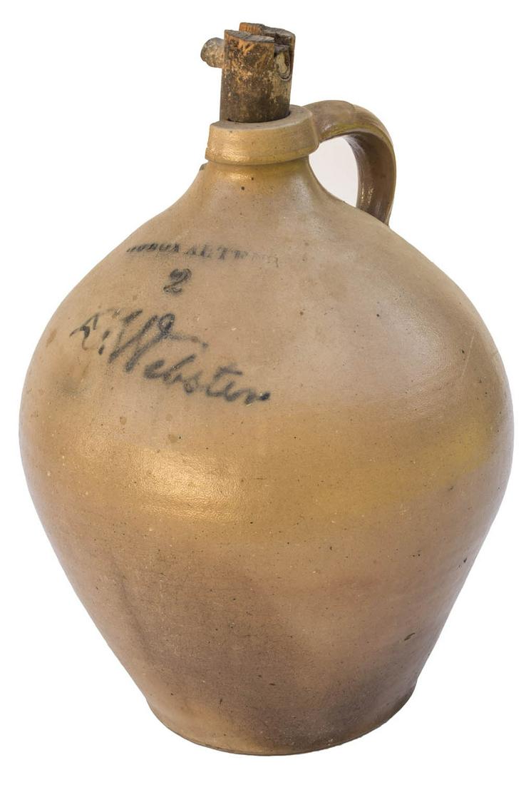 RARE POLITICAL JUG Ovoid stoneware political jug, "2" (1 of 2)