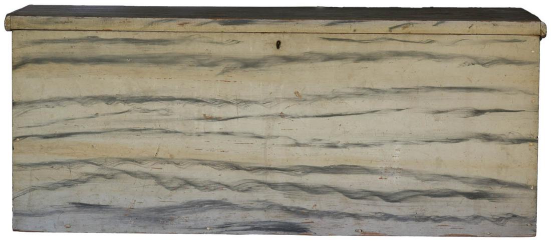19TH C. BLANKET BOX Pine, original grain painted, gray (1 of 3)