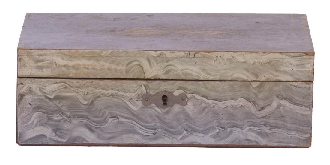 19TH C. FITTED SEWING BOX Pine, with gray and black (1 of 4)