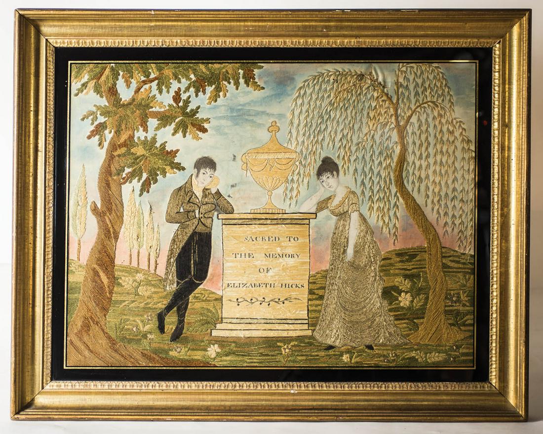 NEEDLEWORK AND WATERCOLOR MEMORIAL Exceptional picture (1 of 1)