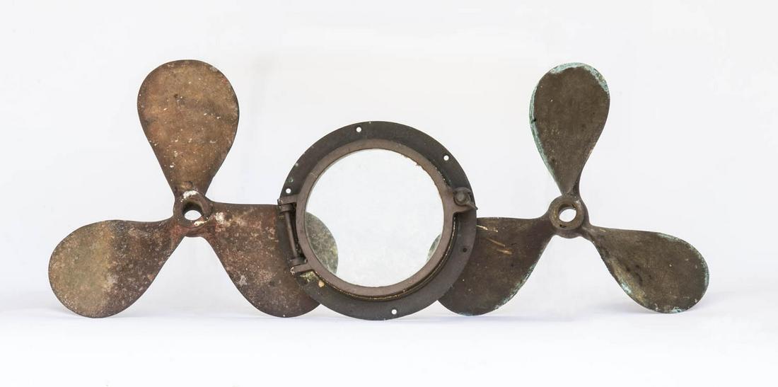 PROPELLORS, AND PORTHOLE Two brass propellers, and a (1 of 1)