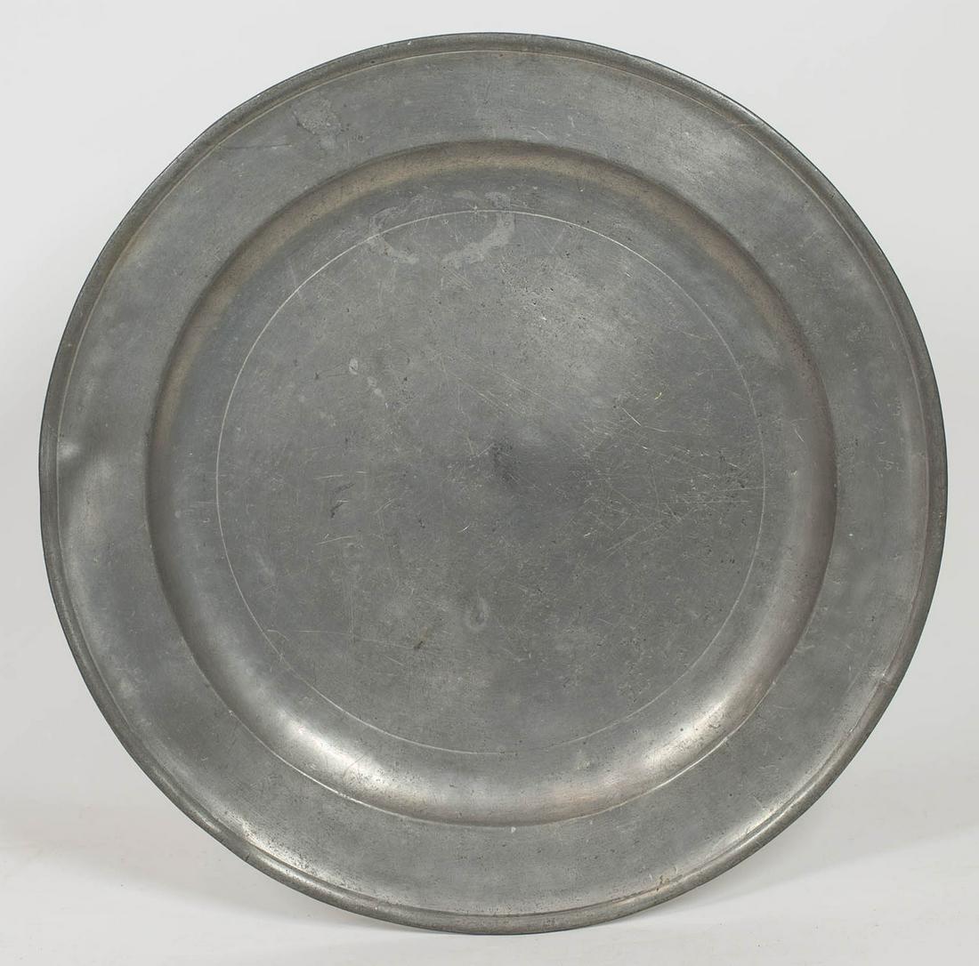 18TH C. AMERICAN PEWTER CHARGER Thomas Badger, (Boston, (1 of 2)