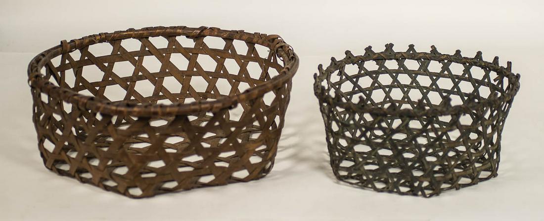 TWO 19TH C. CHEESE BASKETS One in an original brown (1 of 2)