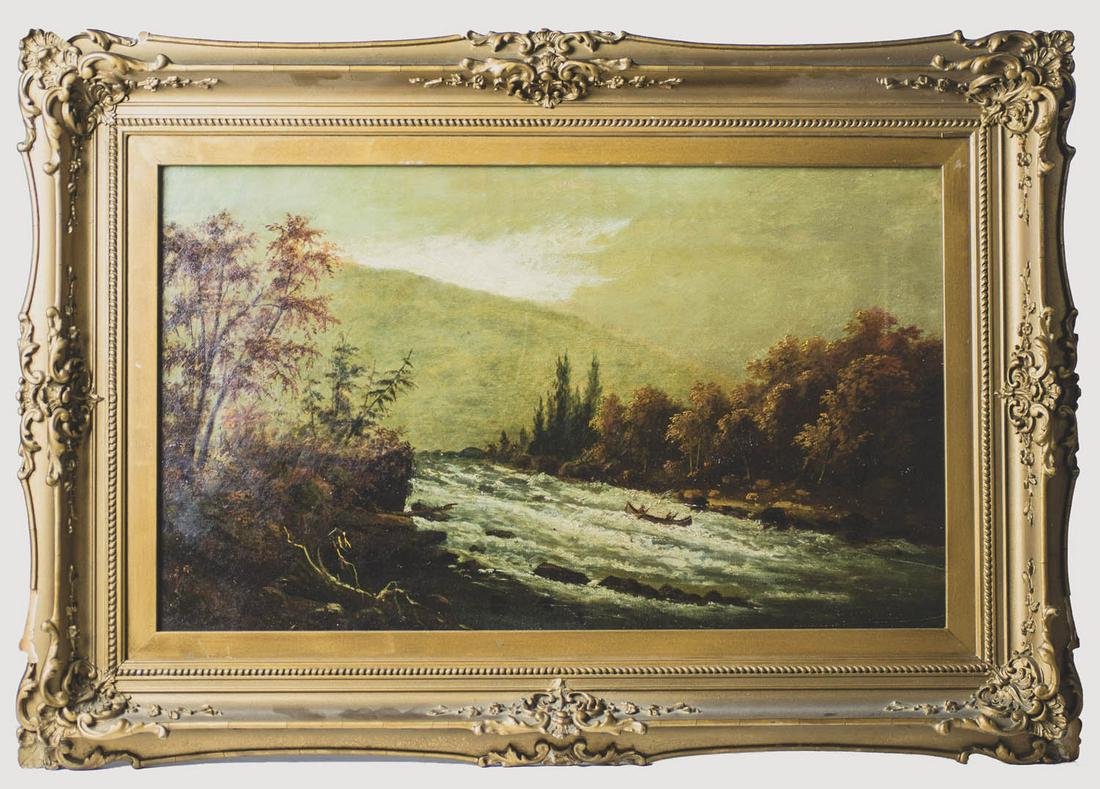 19TH C. MOUNTAIN LANDSCAPE Fast flowing river, with (1 of 1)
