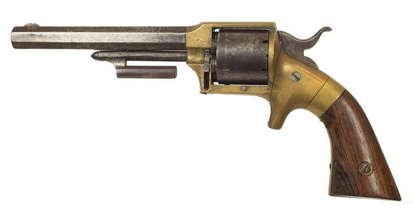 SIX SHOT PISTOL, .32 CALSigned on top of barrel, "W.: SIX SHOT PISTOL, .32 CALSigned on top of barrel, "W. Pond Worcester Mass, patd Sept 8 1863", not complete, needs mechanical work, 5" barrel, 10" l.