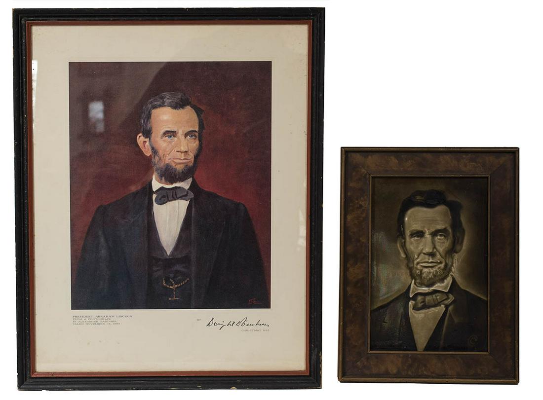 ABRAHAM LINCOLN TILE AND PORTRAITSherwin and Cotton,: ABRAHAM LINCOLN TILE AND PORTRAITSherwin and Cotton, Eastwood Tile Works, Hanley, Staffordshire tile, c. 1909, rare tile portrait of Lincoln, commemorating Lincolns' 100th birthday, light wear, 9" x 6
